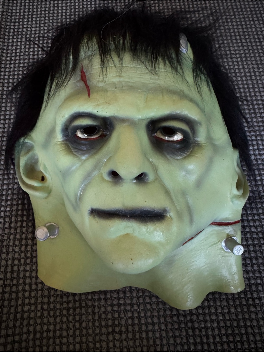 Green Frankenstein Halloween Mask with Faux Hair